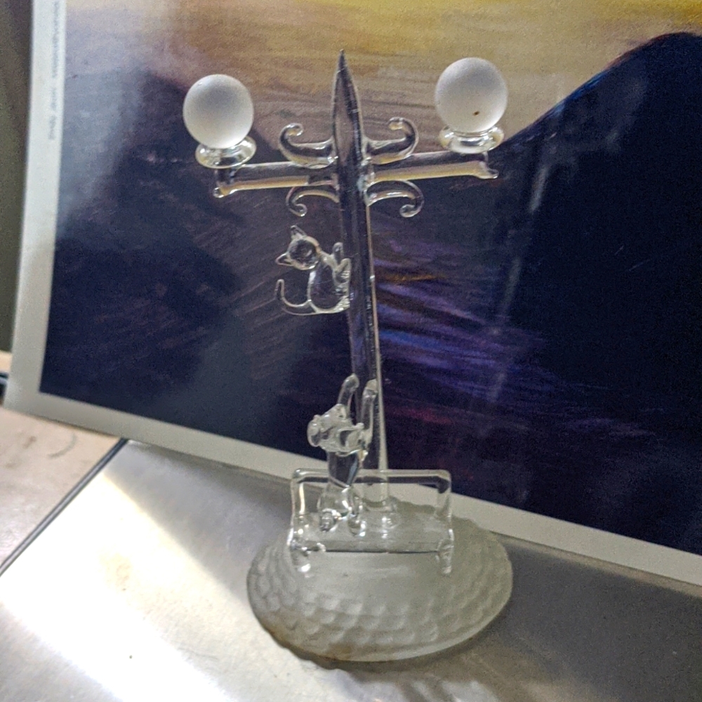 Crystal sculpture vintage artisian New York Cat Dog